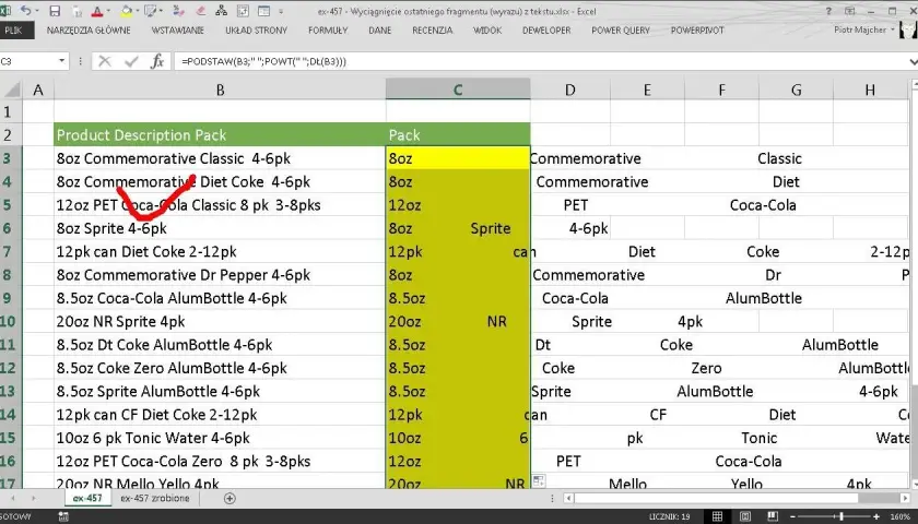 Excel: Usuń część tekstu z komórki - 5 skutecznych metod