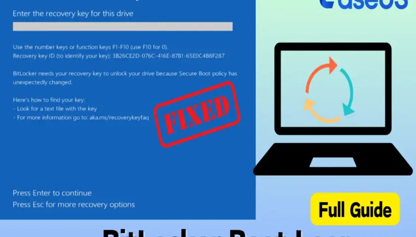 Ekran odzyskiwania BitLocker z prośbą o klucz. Pomoc w odzyskiwaniu funkcji BitLocker.