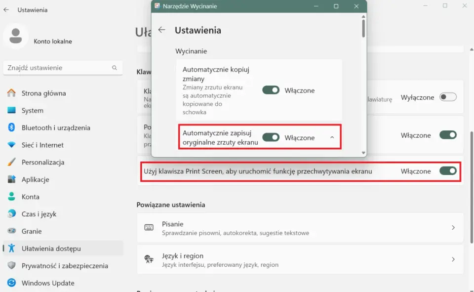 Zrzut ekranu w Windows - skróty, zapis i wycinanie